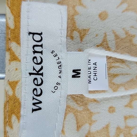 Nordstrom's Weekend Los Angeles Babydoll Crop Top Ditsy Floral Yellow Daisy Sz M - Picture 7 of 8